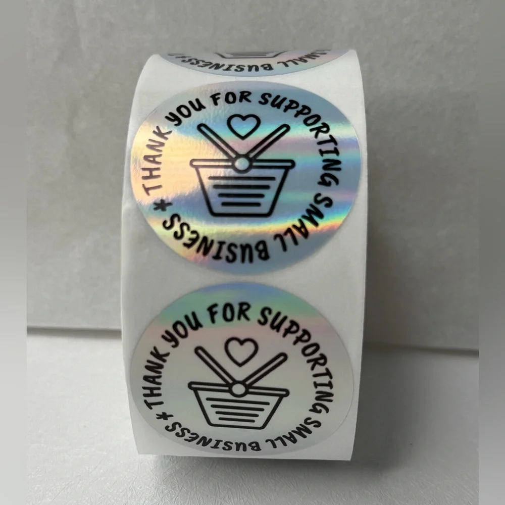 100pcs Thank You Stickers Holographic Small Business Labels 2”